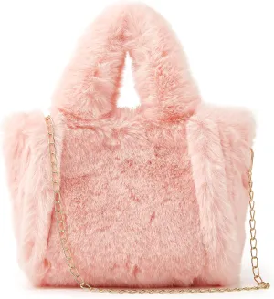 Tote Bag large Shoulder Bag Fleece Faux Fur Hobo Tote Bag Handbag Retro Bag Solid Color Big Purse