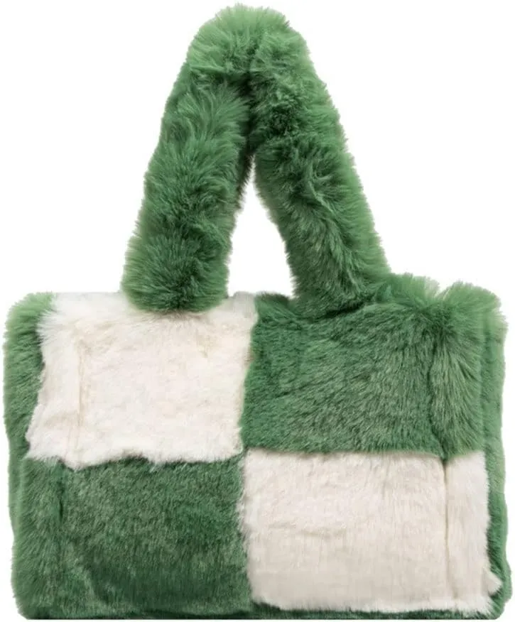 Tote Bag large Shoulder Bag Fleece Faux Fur Hobo Tote Bag Handbag Retro Bag Solid Color