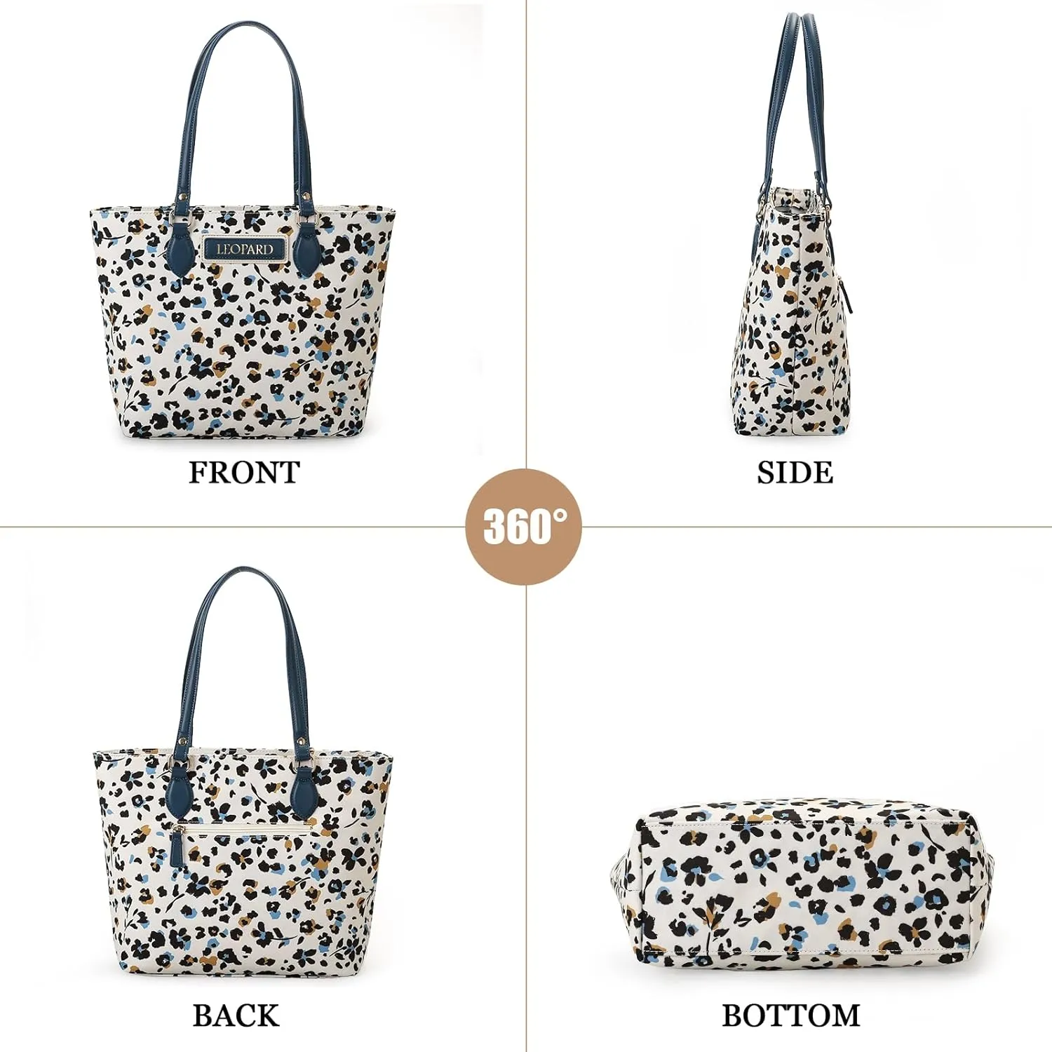 Tote bags for women, tote purse, nylon tote bag, with zipper and pockets, waterproof, lightweight