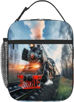 Train Lunch Box for Girl Boy Insulated Reusable Lunch Bag Portable Cooler Bag with Handle for School Camping Picnic