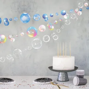 Transparent Bubble Garlands Mermaid Party Decoration Colored Blue Flat Cutouts Hanging Streamer for Birthday Baptism Wedding Ocean Wall Decal Baby Shower Under Sea Festal Kid Room Photo Props (Mix)