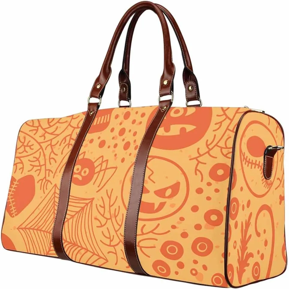 Travel Duffel Bags For Women Orange Pumpkins Personal Item Travel Bag With Compartment, Overnight Travel Duffel Bag With Toiletry Bag(Type-10,18.62"x 8.5"x 9.65")