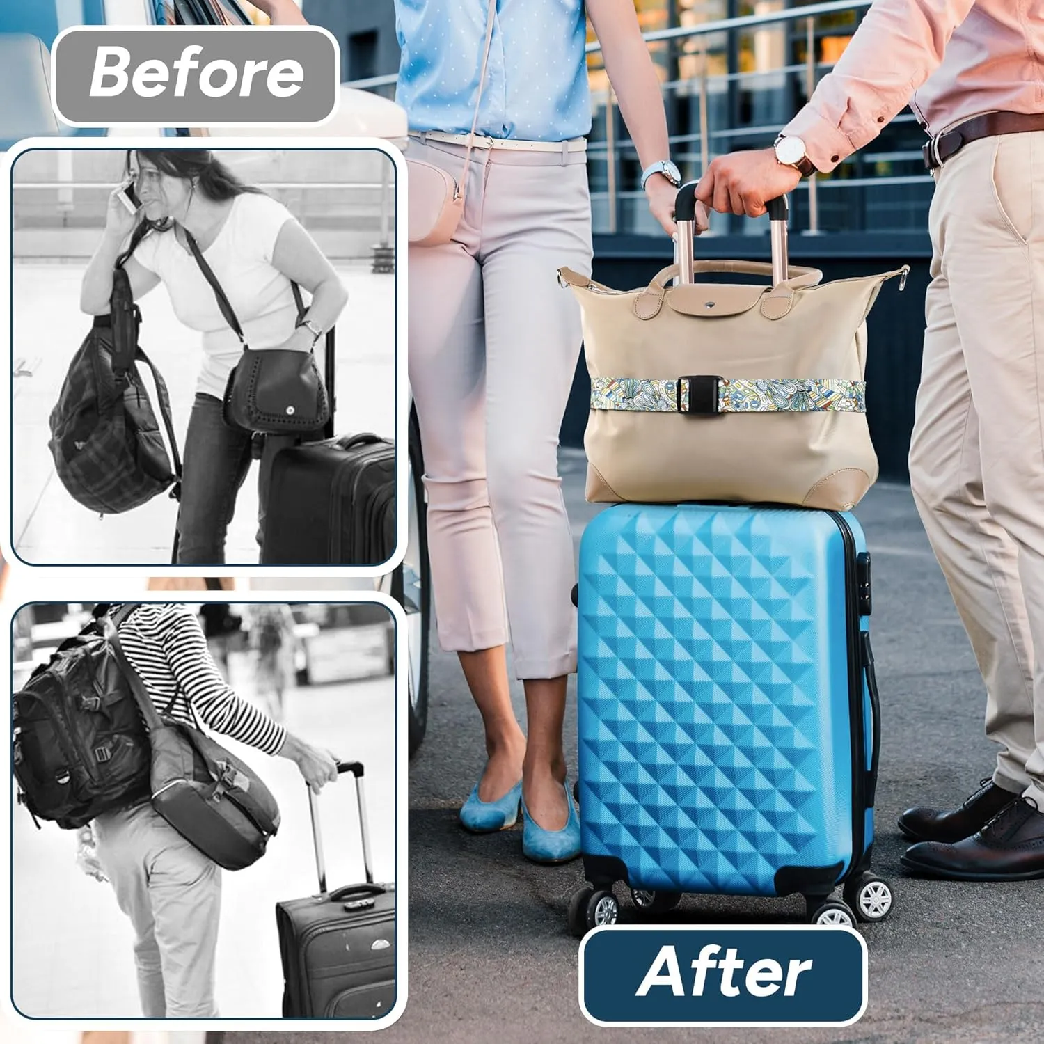 Travel Inspira Magnetic Quick-Release Luggage Strap – Adjustable Travel Belt for Suitcases, Secure Add-a-Bag Organizer for Carry-On Bags (Lightweight & Stylish Design)