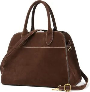 Travistar Suede Tote Bag for Women Faux Leather Suede Purse Retro Top Handle Handbag Crossbody Shoulder Bag Satchel Bag Work
