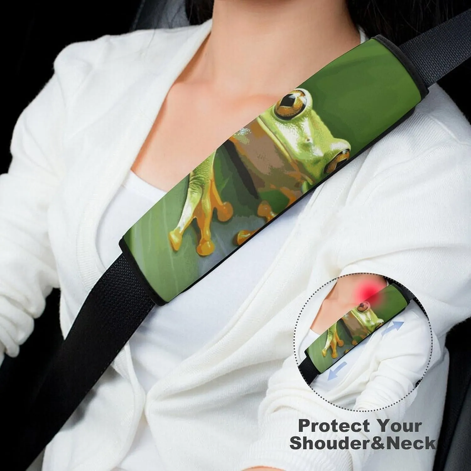 Tree Frog Baby Auto Seat Belt Cover 1PCS Universal Car Seat Belt Shoulder Protector Pad, Protect Your Shoulders and Neck for Car Seat Belt, Shoulder Bag, Backpack