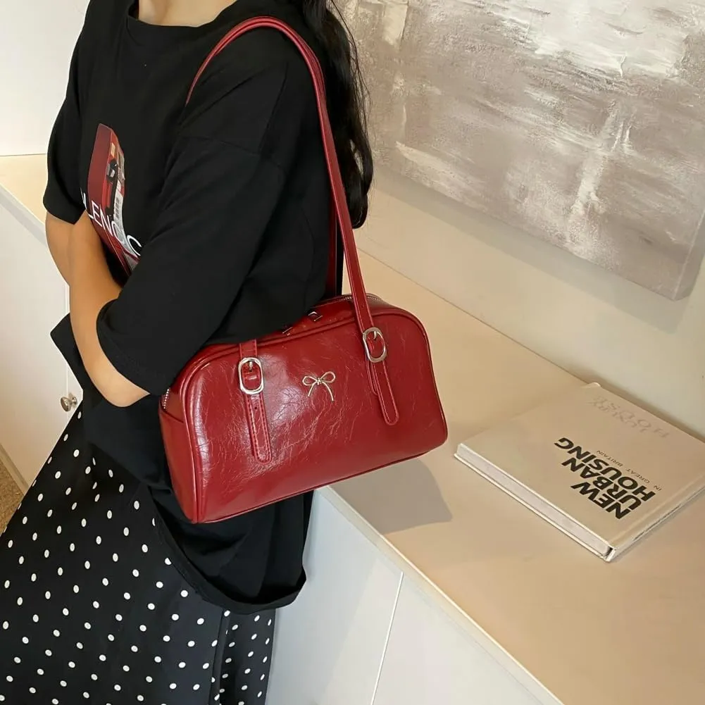 Trendy Boston Bag Women 2025 Spring Bowler Bag Top Handle Purse Shoulder Bags Satchel Handbags with Adjustable Strap