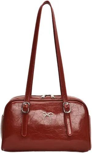 Trendy Boston Bag Women 2025 Spring Bowler Bag Top Handle Purse Shoulder Bags Satchel Handbags with Adjustable Strap
