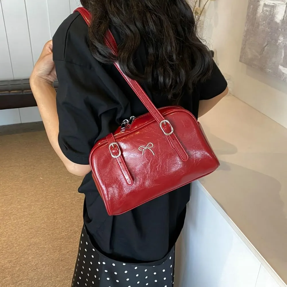 Trendy Boston Bag Women 2025 Spring Bowler Bag Top Handle Purse Shoulder Bags Satchel Handbags with Adjustable Strap