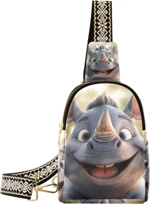 trendy Cartoon Funny Rhinoceros Happy shoulder bag fashion crossbody bags for women for travel