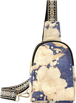 trendy Elegant Floral Religion Dark Blue leather crossbody bags cute sling bags for women for hiking