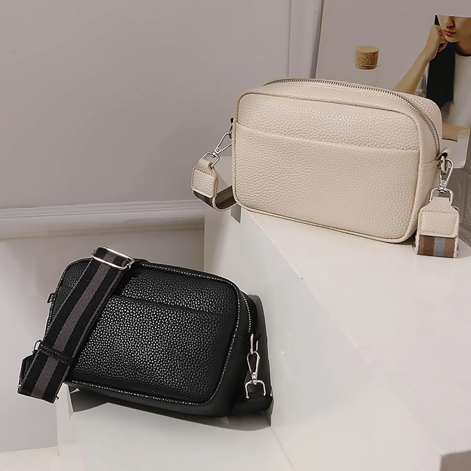 Trendy Female Bags New Foreign Trade Solid Color PU Crossbody Bags Female Small Bag Ladies Shoulder (WH2, One Size)