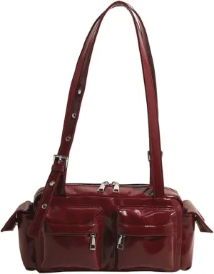 Trendy Shoulder Bags Women 2025 Spring Retro Top Handle Bag Boston Underarm Handbag Satchel Multi-Pockets Purse