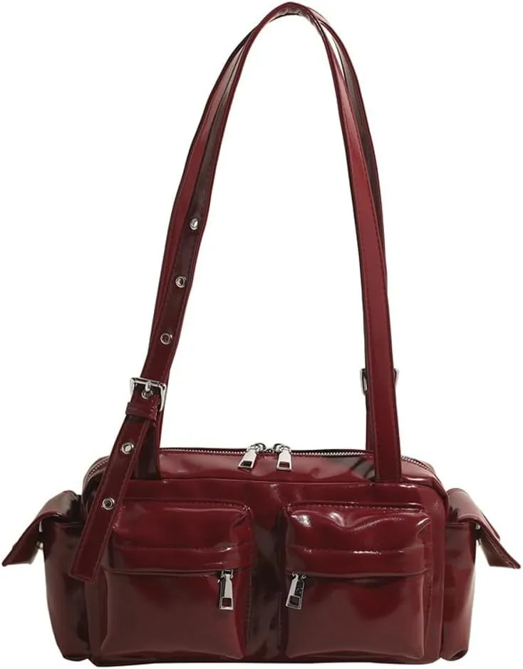 Trendy Shoulder Bags Women 2025 Spring Retro Top Handle Bag Boston Underarm Handbag Satchel Multi-Pockets Purse