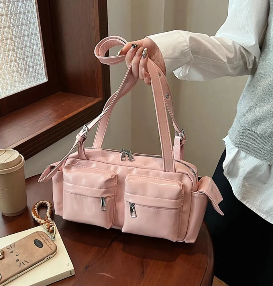Trendy Shoulder Bags Women 2025 Spring Retro Top Handle Bag Boston Underarm Handbag Satchel Multi-Pockets Purse