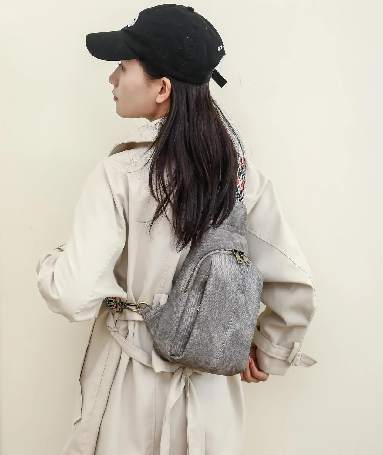 Trendy Sling Bag for Women Shoulder Cross body Bags Vegan Leather Chest Purse with Adjustable Strap