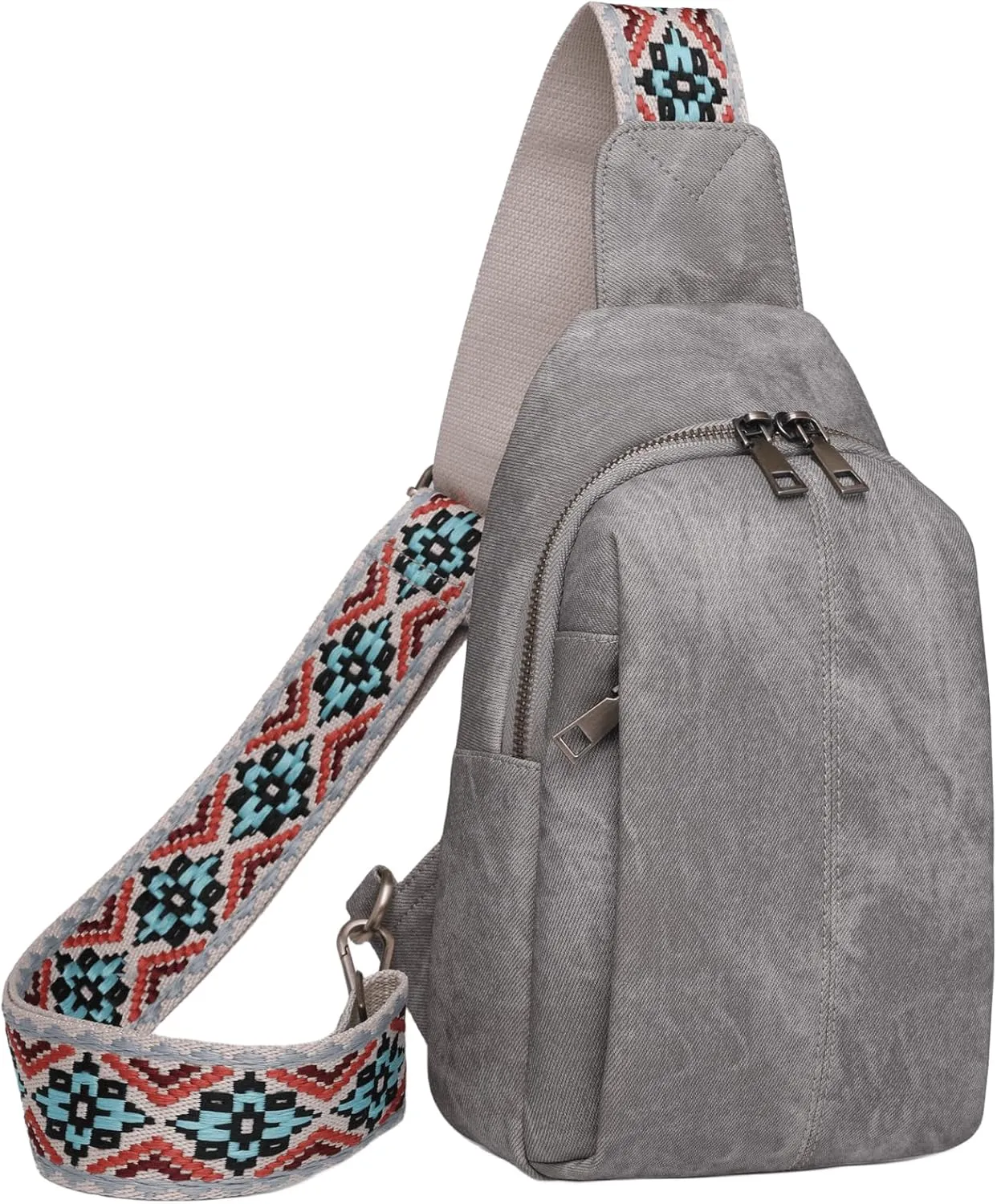 Trendy Sling Bag for Women Shoulder Cross body Bags Vegan Leather Chest Purse with Adjustable Strap