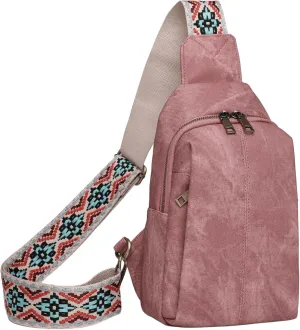 Trendy Sling Bag for Women Shoulder Cross body Bags Vegan Leather Chest Purse with Adjustable Strap