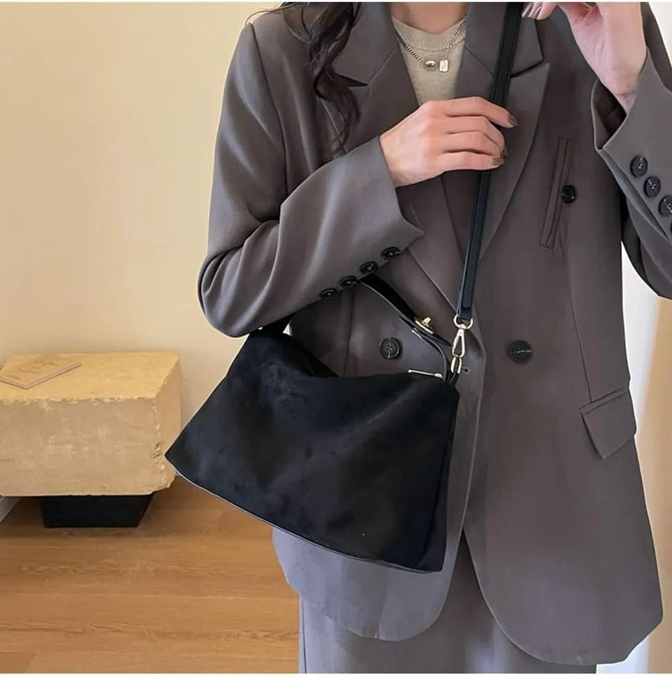Trendy Suede Cloud Crescent Shoulder Bag Women Hobo Bags Satchels Crossbody Phone Purse Top-handle Travel Tote Handbag