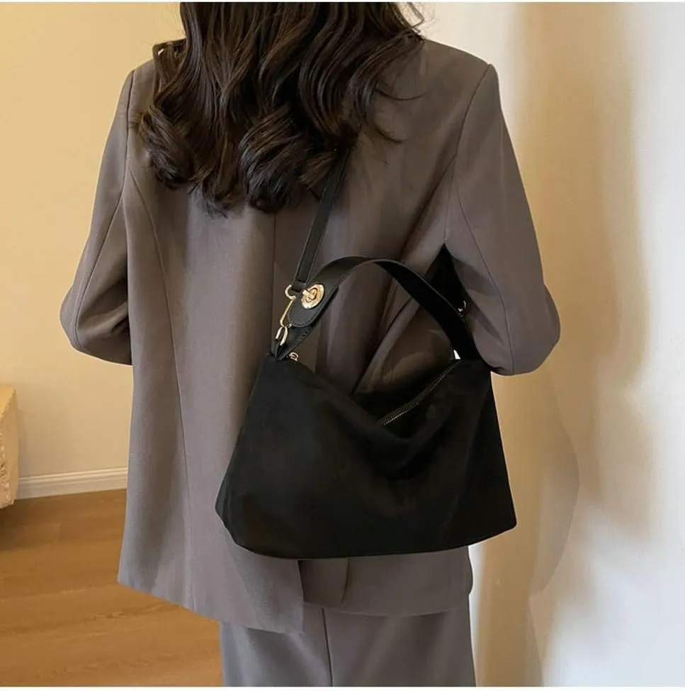 Trendy Suede Cloud Crescent Shoulder Bag Women Hobo Bags Satchels Crossbody Phone Purse Top-handle Travel Tote Handbag