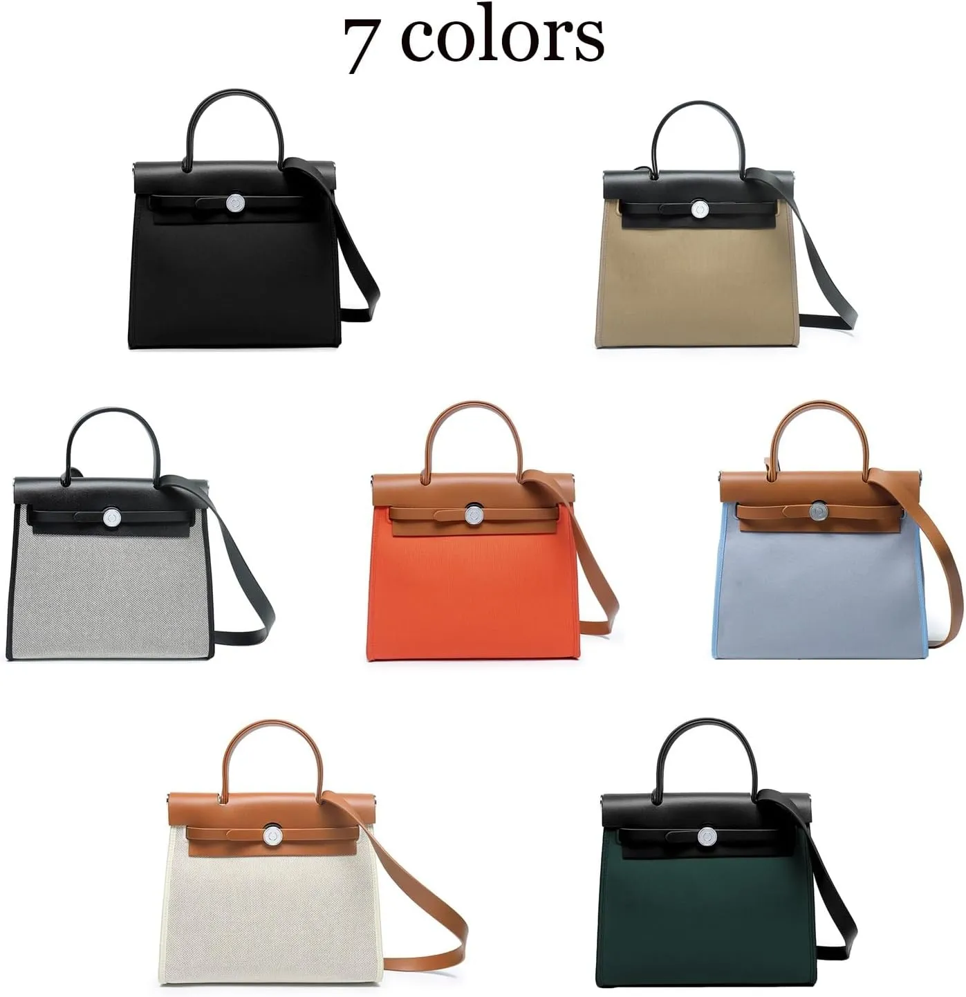 Trendy Top Handle Bags for Women,Classic Leather and Canvas Satchel small Purses Handbags Crossbody with Adjustable Strap