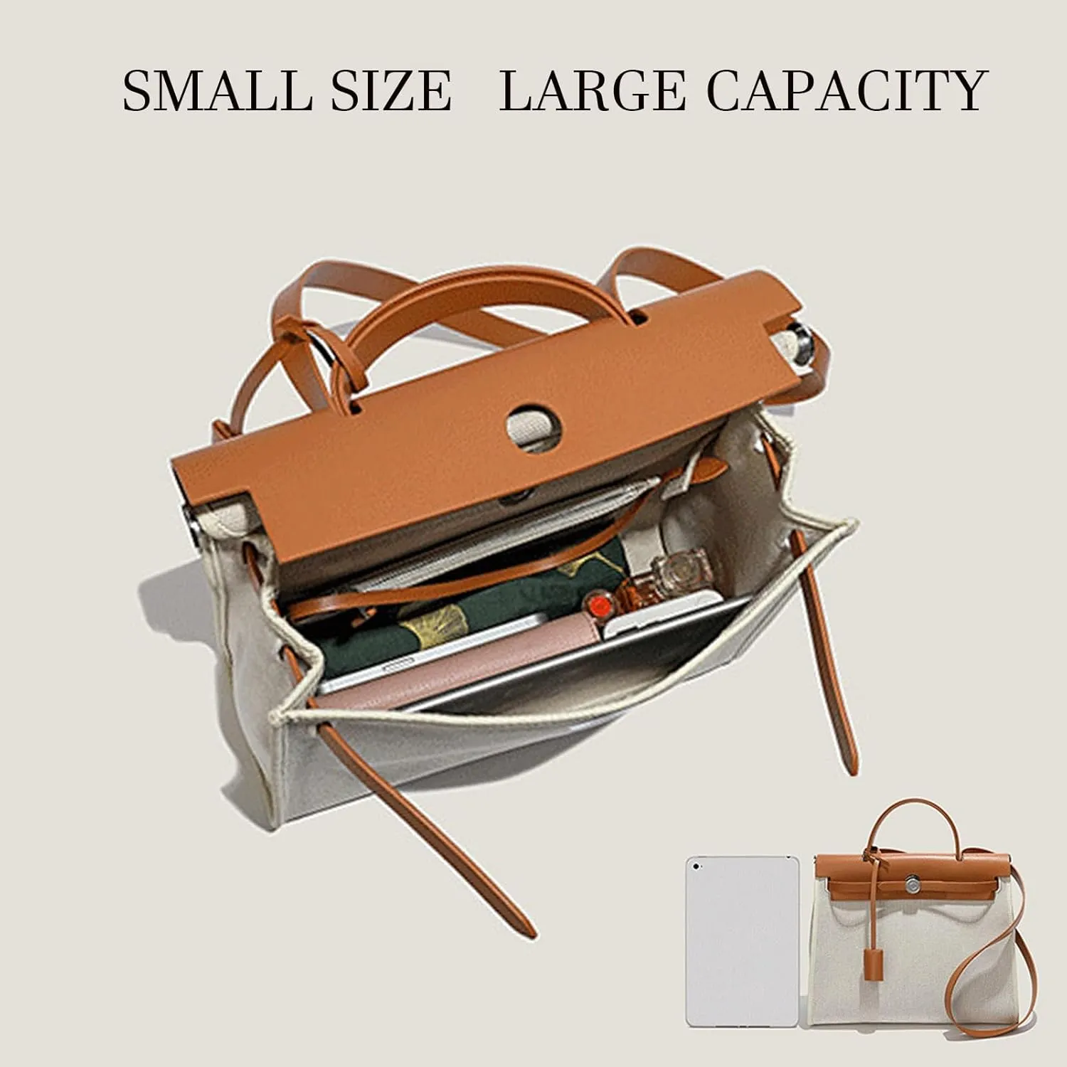 Trendy Top Handle Bags for Women,Classic Leather and Canvas Satchel small Purses Handbags Crossbody with Adjustable Strap