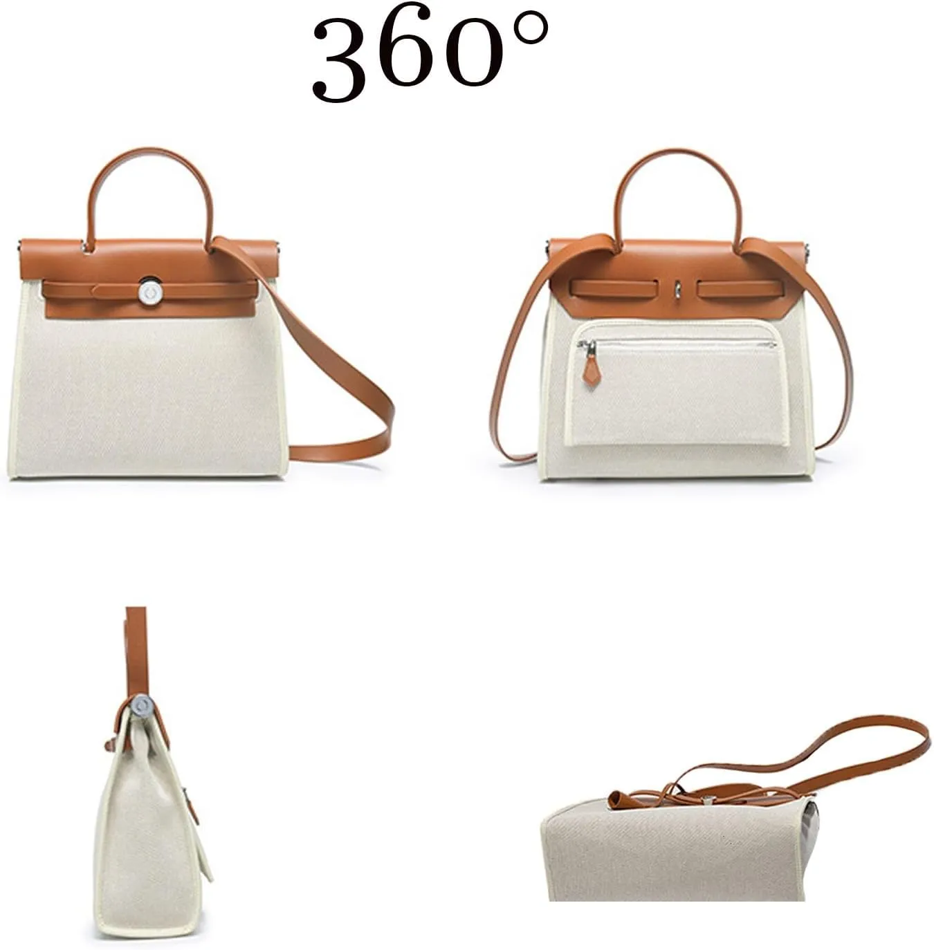 Trendy Top Handle Bags for Women,Classic Leather and Canvas Satchel small Purses Handbags Crossbody with Adjustable Strap