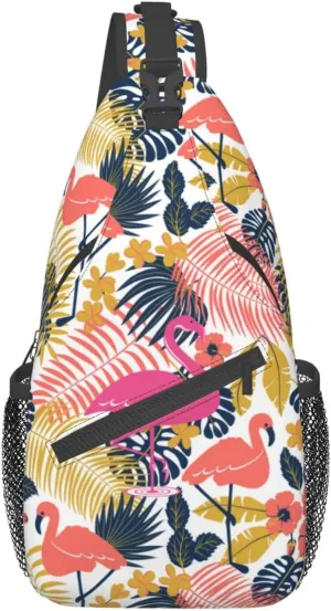 Tropical Animal Print Sling Bag Travel Crossbody Bag Chest Daypack Hiking Shoulder Bag For Men Women