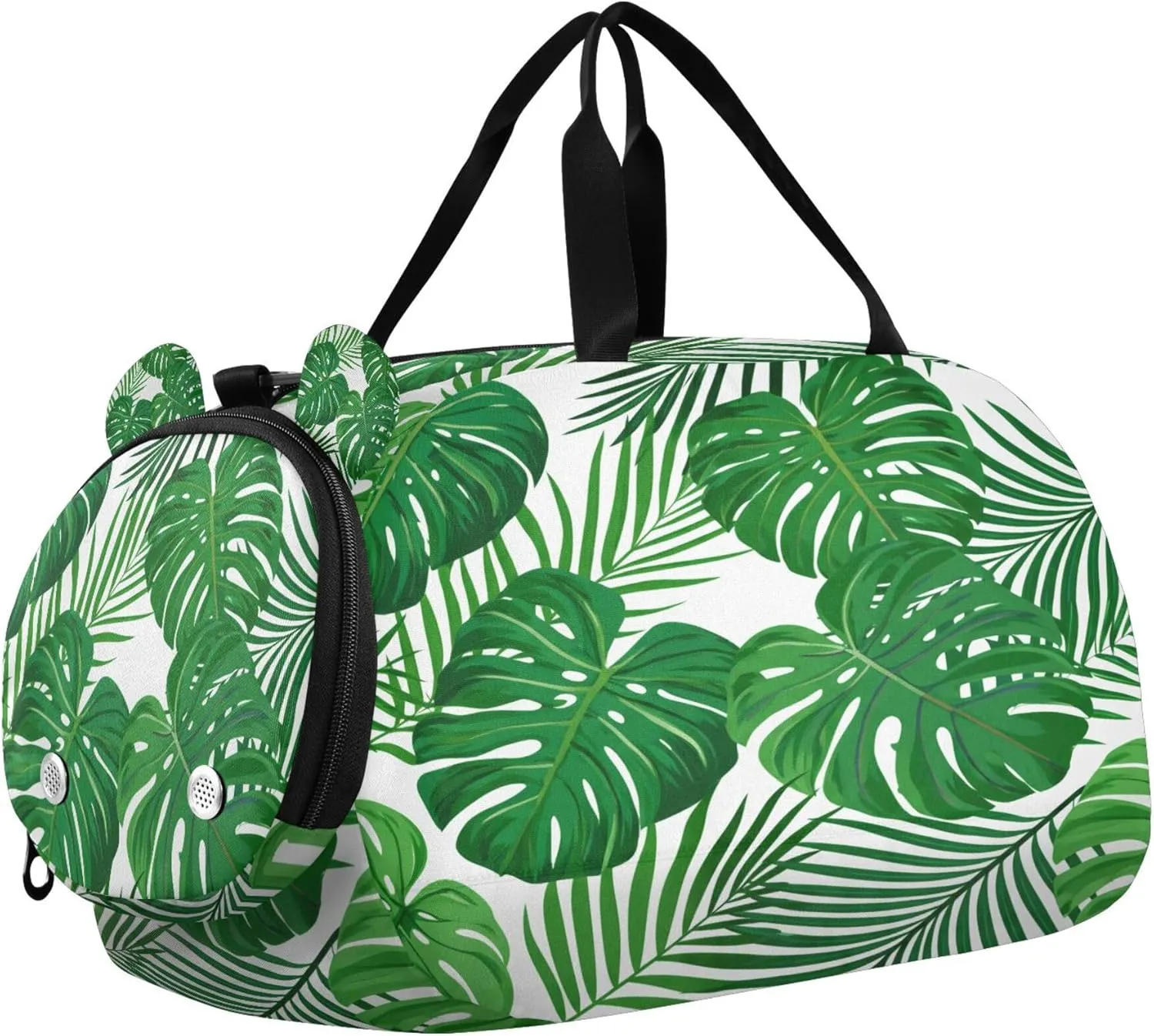 Tropical Green Palm Kids Overnight Sports Duffel Bags with Shoe Compartment & Wet Pocket Travel Sport Gym Bag for Girls Boys