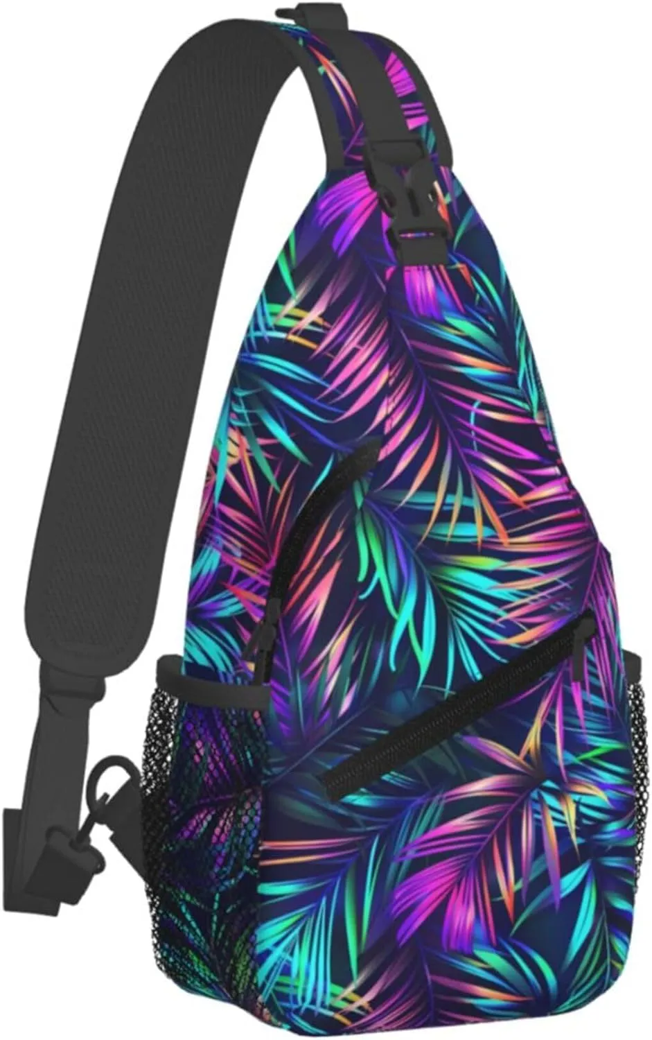 Tropical Hawaiian Neon Palm Leaves Crossbody bags for women Men Sling Bag Travel Chest Backpack Leisure Sports Outdoor Running Hiking