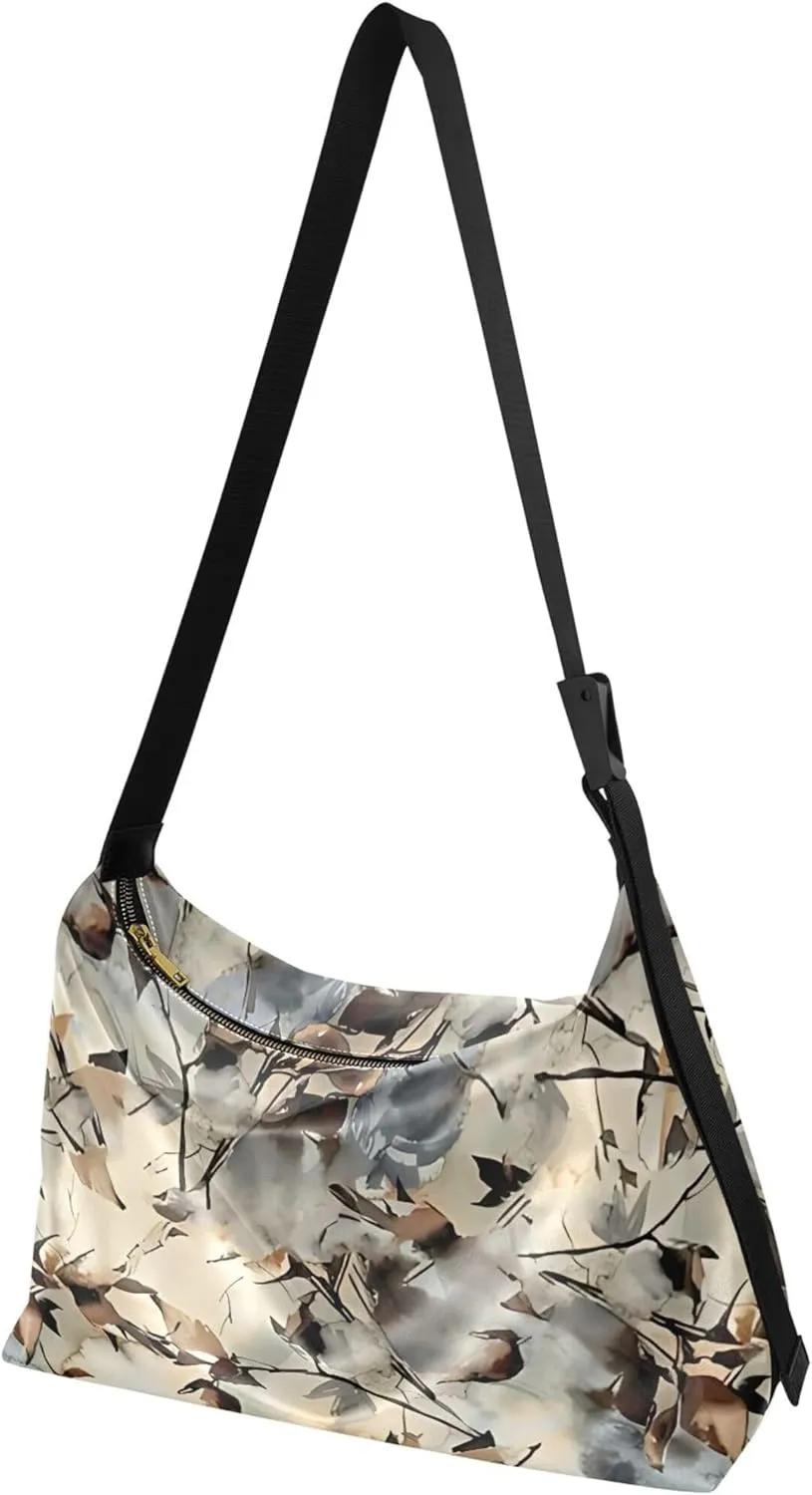 Tropical leaf Palm Monstera Green Hobo Women Handbag Leather Large Crossbody Bag Soft Animal Print Womens Fall Purses