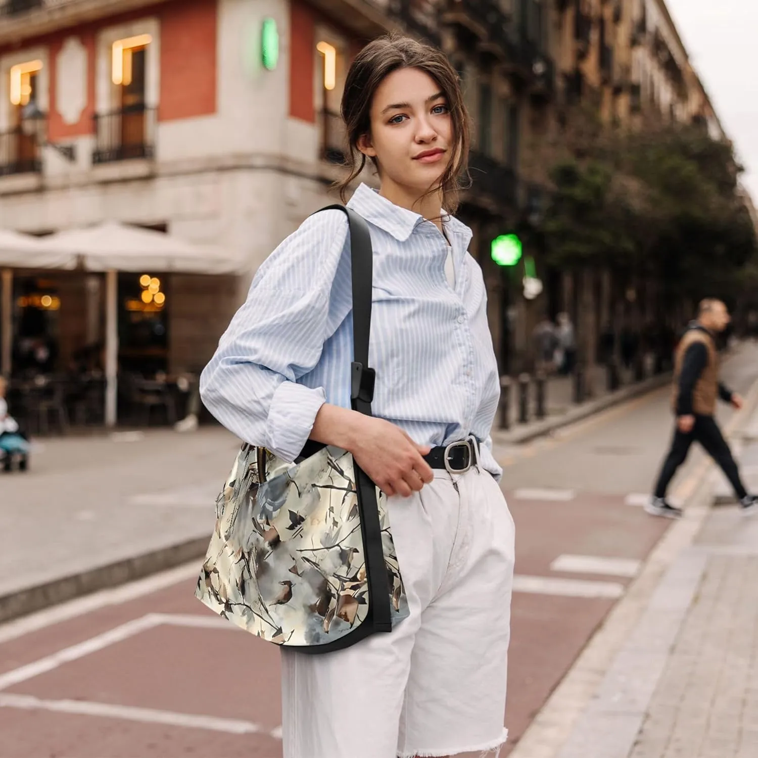 Tropical leaf Palm Monstera Green Hobo Women Handbag Leather Large Crossbody Bag Soft Animal Print Womens Fall Purses