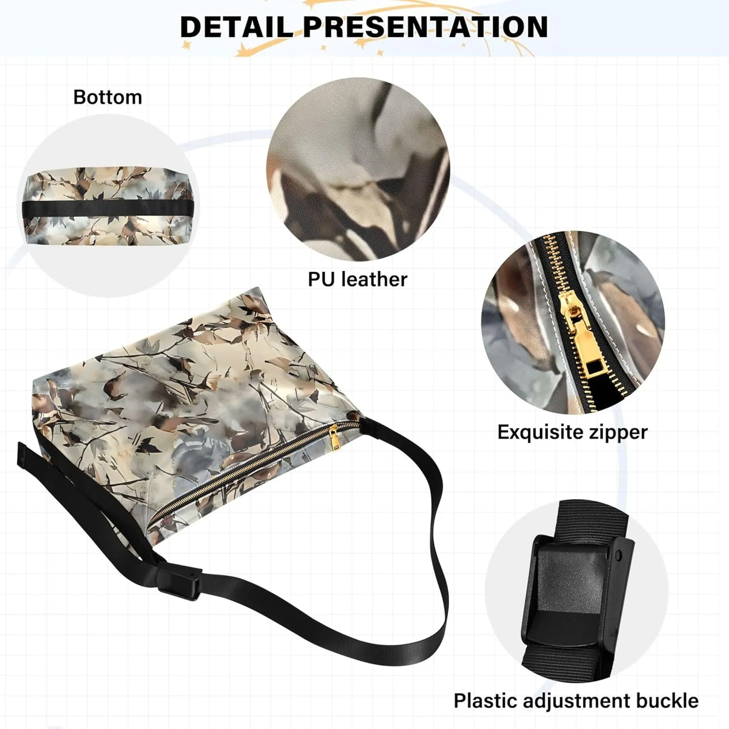 Tropical leaf Palm Monstera Green Hobo Women Handbag Leather Large Crossbody Bag Soft Animal Print Womens Fall Purses