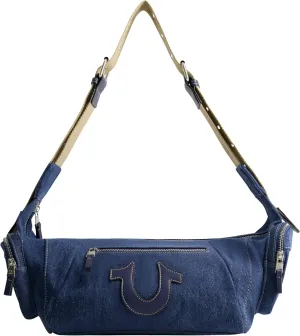 True Religion Women's Shoulder Bag Purse, Slouchy Hobo Handbag with Adjustable Strap and Horseshoe Logo