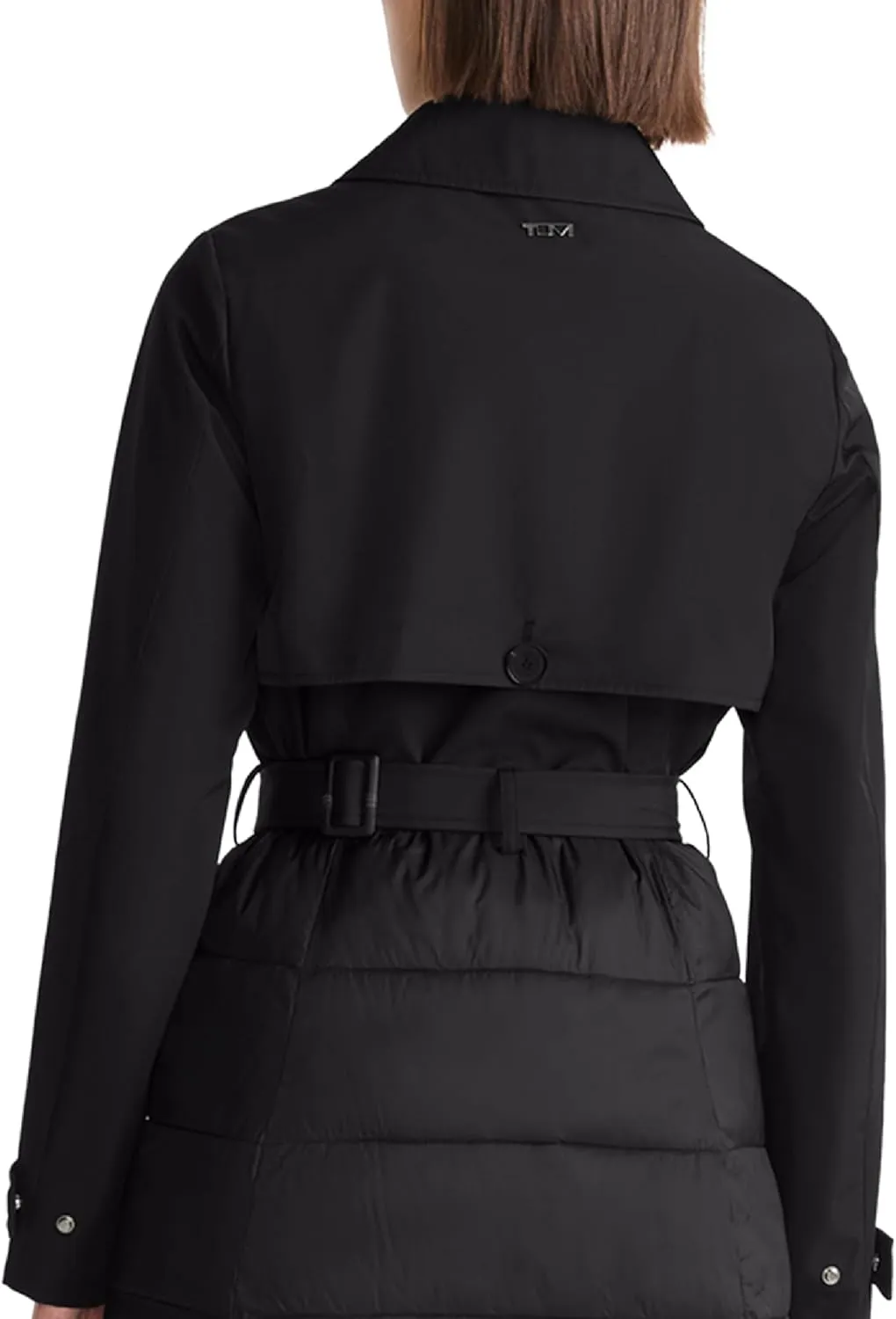 TUMI Women's Buckle Belted Midweight & Breathable Mackintosh Twill Puffer Trench with PrimaLoft Fill