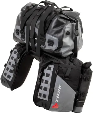 TUSK Highland X2 Rackless Luggage System w/Medium Dry Duffel/Large Bottle Holders Standard Heat Shield For Honda CRF300L Rally (ABS) 2021-2022