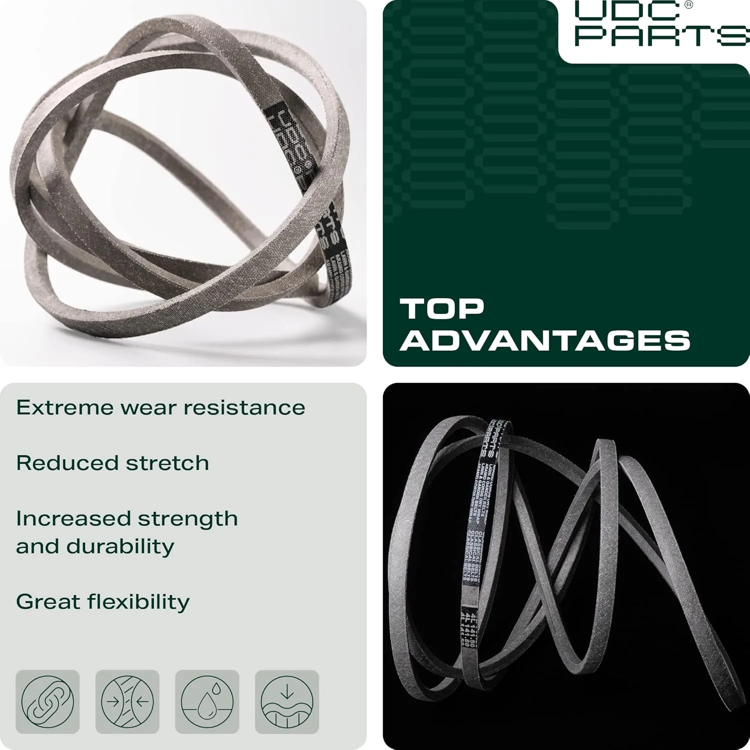 UDC Parts 041-4022-00 Mower Deck Belt for Bad Boy MZ Magnum Maverick HD CZT Revolt 041402200 B138 / Aramid Cord / 141 inches