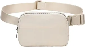 Unisex Fashion Nylon Mini Belt Bag Dupes Small Waist Pouch for Workout Running Travelling Hiking Daily Waterproof, Beige