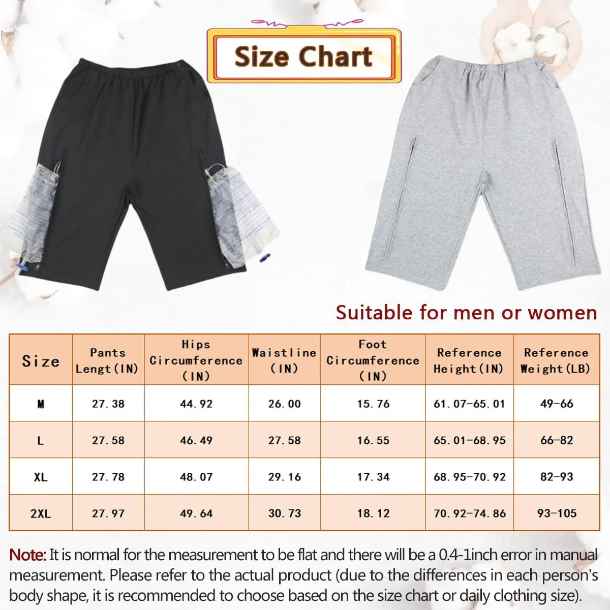 Unisex Incontinence Care Trousers,Urinary Drainage Trouser,Catheter Pant,Fistula Pants,Ostomy Drainage Bag Care Scanties,Double Zippered Pockets Holding 2000ml Catheter Bags Gray