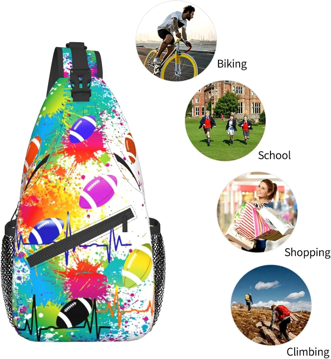 Unisex Soccer Sling Bag Backpack Football Baseball Crossbody Bag Basketball Chest Bag Daypack For Travel Hiking