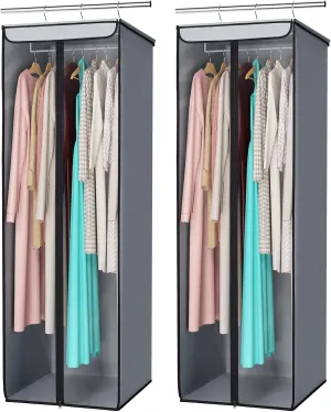 Univivi Garment Bags for Hanging Clothes, Large Clothes Storage Bags Closet Organizer with Clear Window, Premium Hanging Garment Storage Bag for Suits, Coats, Dresses, 54", 2-Pack