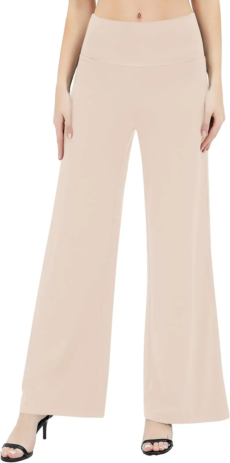 Urban CoCo Women's Dress Pants Solid Wide Leg Casual Sport Trousers Straight Leg High Waist Stretch Pants