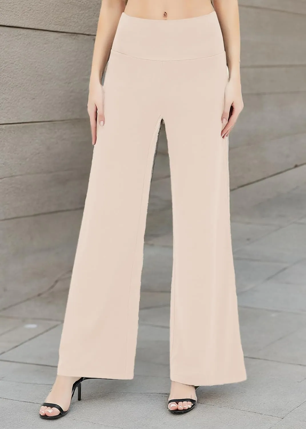 Urban CoCo Women's Dress Pants Solid Wide Leg Casual Sport Trousers Straight Leg High Waist Stretch Pants