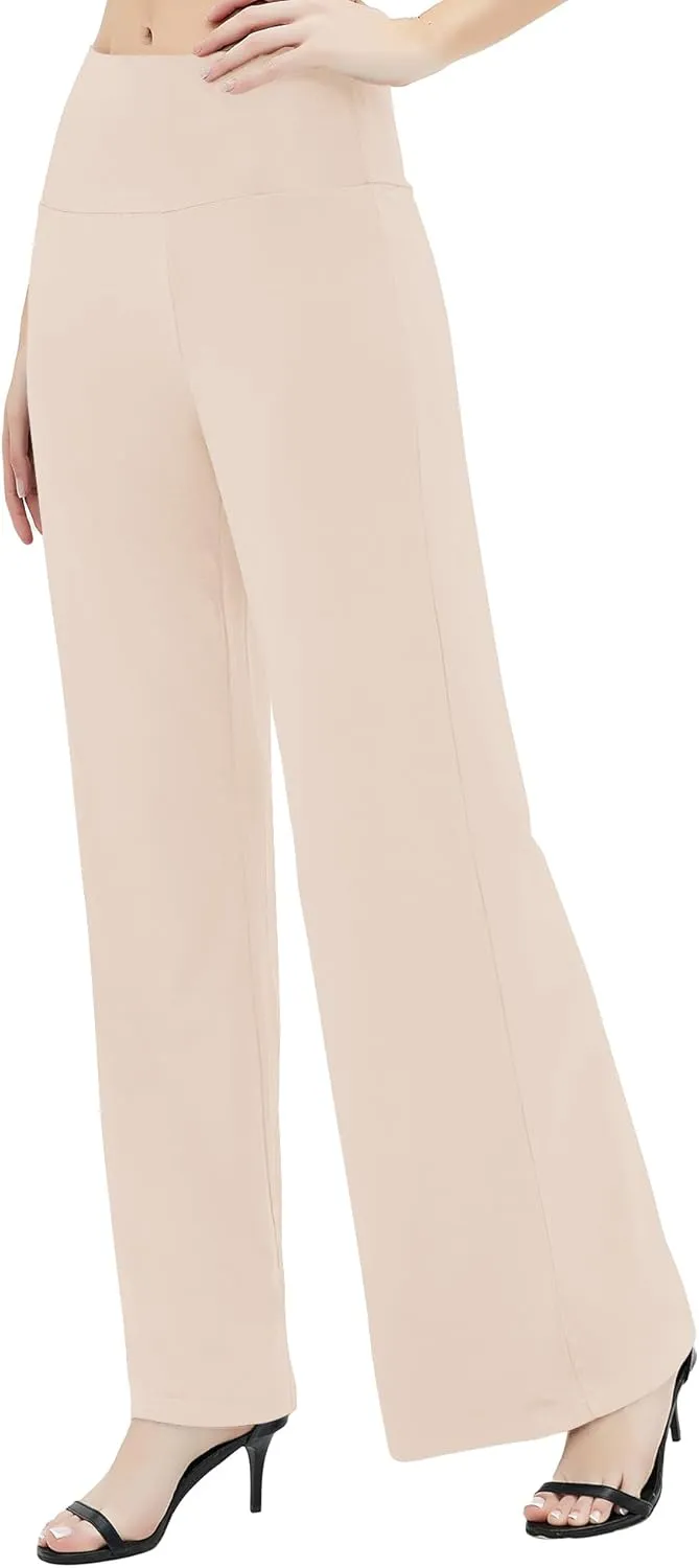 Urban CoCo Women's Dress Pants Solid Wide Leg Casual Sport Trousers Straight Leg High Waist Stretch Pants