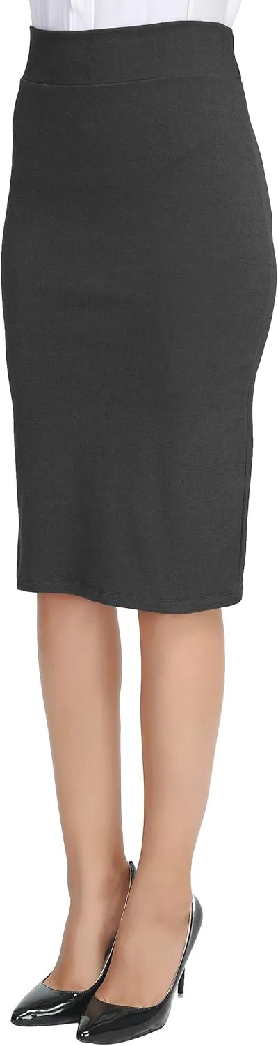 Urban CoCo Women's Elastic Waist Stretch Bodycon Midi Pencil Skirt