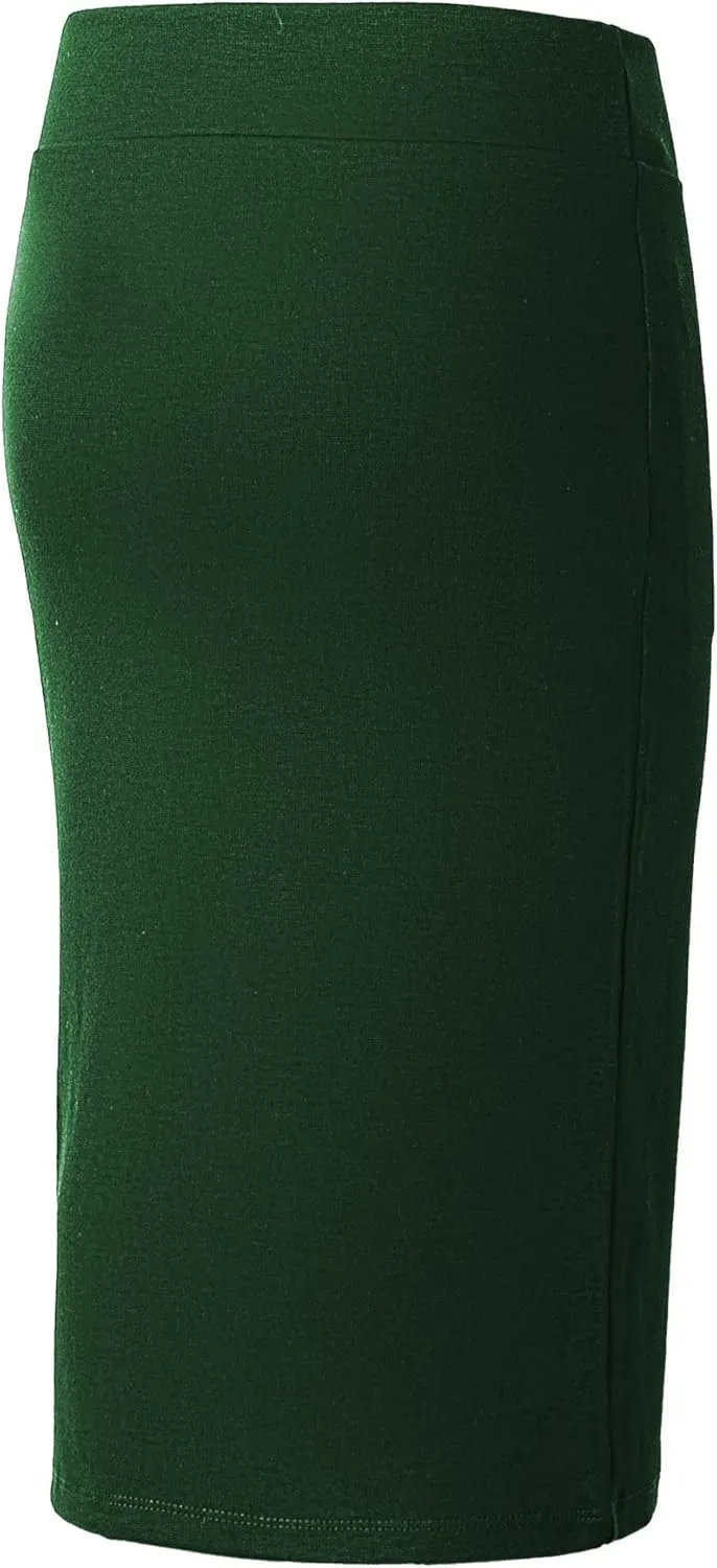 Urban CoCo Women's Elastic Waist Stretch Bodycon Midi Pencil Skirt