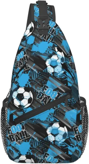 Urban Football Blue Splash Chest Sling Bag Crossbody Shoulder Backpack Bag Gym Cycling Travel Hiking Daypack Cross Bag