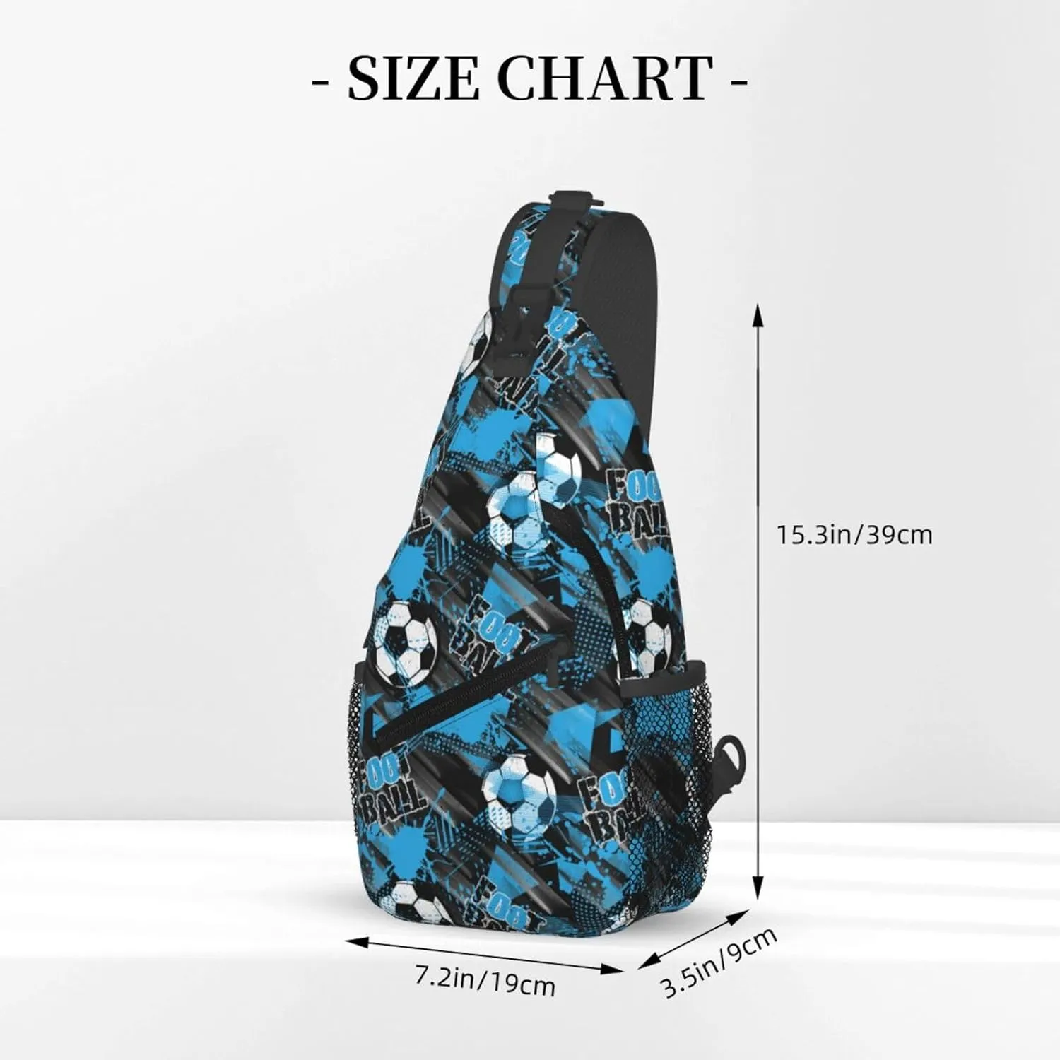 Urban Football Blue Splash Chest Sling Bag Crossbody Shoulder Backpack Bag Gym Cycling Travel Hiking Daypack Cross Bag
