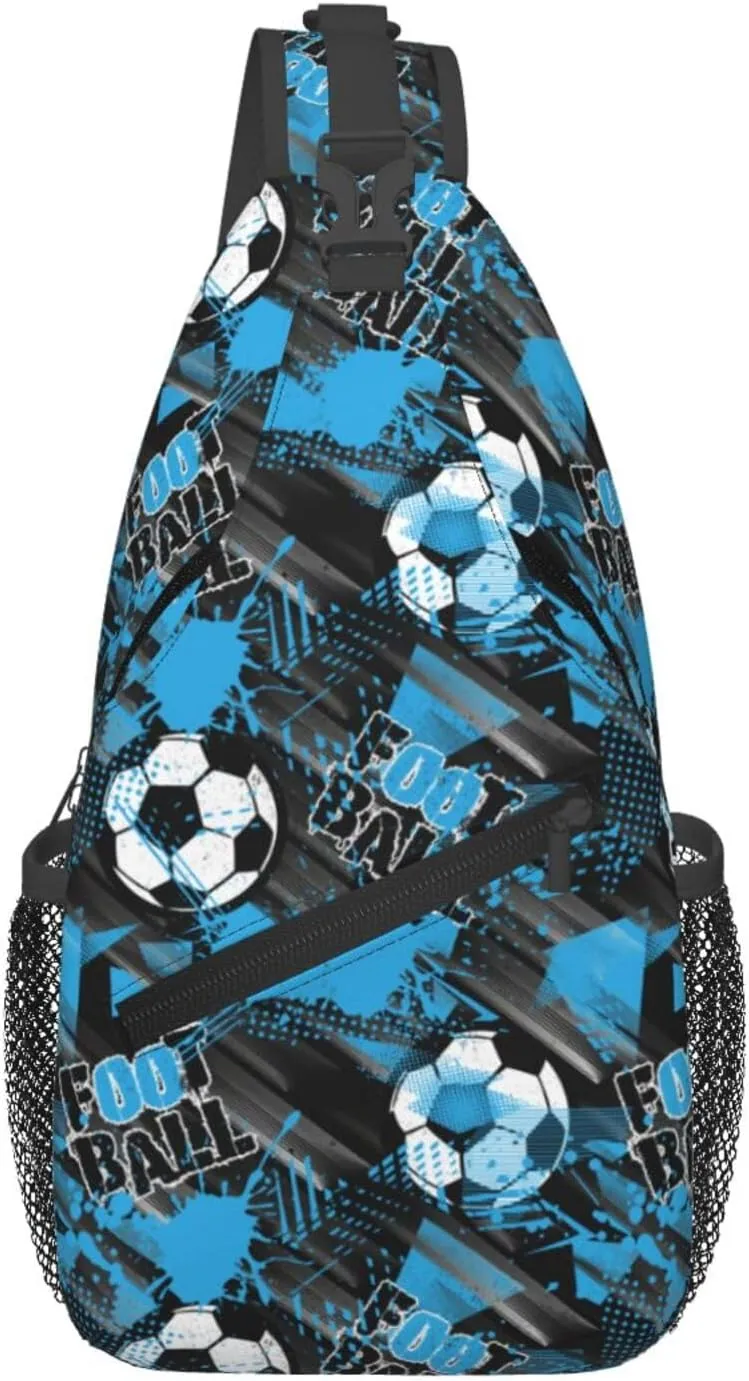 Urban Football Blue Splash Chest Sling Bag Crossbody Shoulder Backpack Bag Gym Cycling Travel Hiking Daypack Cross Bag