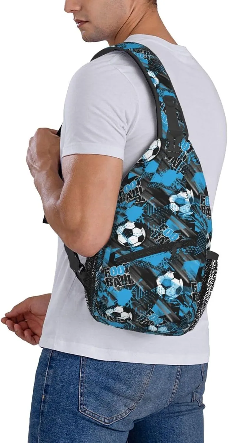 Urban Football Blue Splash Chest Sling Bag Crossbody Shoulder Backpack Bag Gym Cycling Travel Hiking Daypack Cross Bag