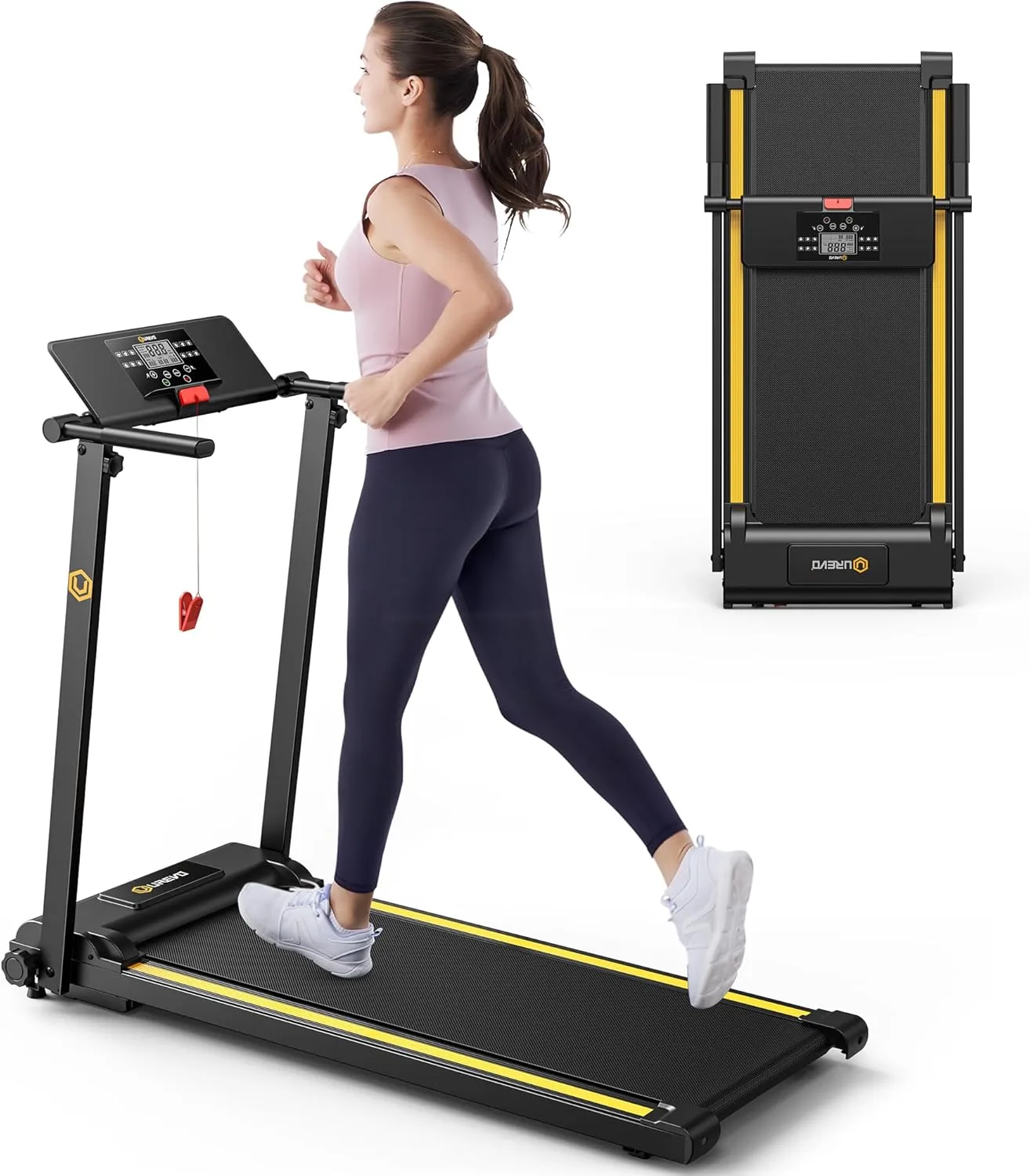 UREVO Walking Pad Treadmills for Home Office, Under Desk Compact Design Treadmill Portable Walking Pad Treadmill with Remote Control, LED Display